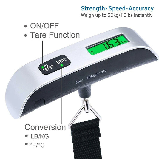 Luggage Scale 110lb 50kg Digital Handheld Portable Hanging Baggage Scale for Travel Suitcase Weight Scale